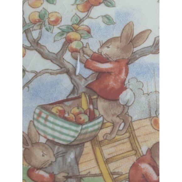 Vintage Signed Barbara Vernon Royal Doulton Bunnykins Apple Picking Baby Bowl - Picture 4 of 8
